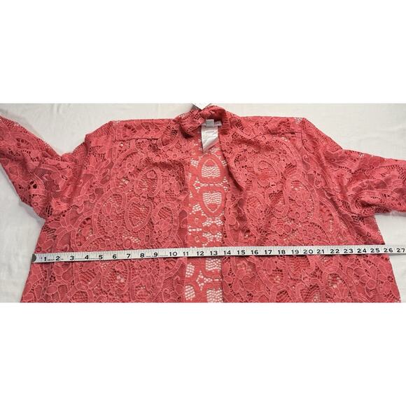 Susan Graver XL Dark Rose Stretch Lace Open Cardigan and Tank Set - Picture 9 of 16